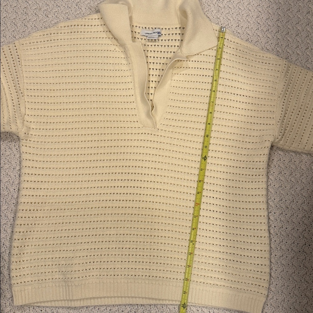 URBAN REVIVO WOMENS XS BLOUSE EMBROIDERY CREAM COLOR - Picture 3 of 8
